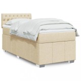 VidaXL Pat box spring cu saltea, crem, 90x200 cm, textil 3286963
