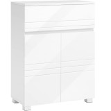 VASAGLE Dulap de depozitare de podea pentru baie, cu sertar si usa dubla, polita reglabila, 60x30x80cm, alb Household NewTrend