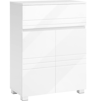 VASAGLE Dulap de depozitare de podea pentru baie, cu sertar si usa dubla, polita reglabila, 60x30x80cm, alb Household NewTrend foto