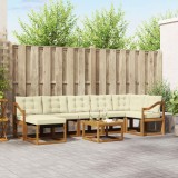 vidaXL Set de canapele de exterior cu pernă 8 pcs Natural și Crem 3368913