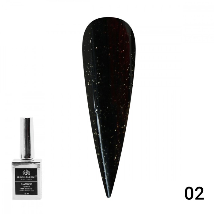 Top Coat cu shimmer Galaxy pentru unghii, fara strat de dispersie, 15ml, 02