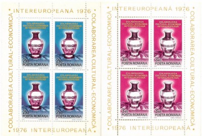 Colitele Colab. Cultural - Ec. Intereurop. (pereche blocuri de 4), 1976 - NEOBL. foto