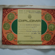 Diploma Uniunea de Cultura Fizica si Sport, 1968, gimnastica