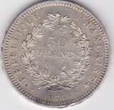 Franta 50 Francs franci 1974 muchie lovita, Europa, Argint