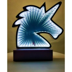 Decoratiune luminoasa cu baterii/usb neon model unicorn alb rece 20 cm