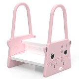 Scaunel Inaltator pentru Copii Tip Scara cu Manere Linomag&reg;, Doua Trepte, cu Suprafata Antialunecare, pentru WC, Baie si Bucatarie, 61x40x46cm, Roz /