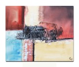 Tablou abstract pictat manual, Fantezie in abstract 11, 60x50cm ulei pe panza in relief efect 3D, gata de agatat pe perete