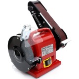 Polizor de banc 2 &icirc;n 1 cu disc si banda abraziva, 1800 W, 2950 RPM, diametru disc 150 mm, Kraft