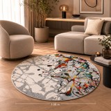 Cumpara ieftin Covor Rotund Model Abstract 11187-190, Marime 100 x 100 cm, Gri, Inaltime Fir 9 mm, Antialergic, Polipropilena, Living, Dormitor, Sufragerie, Birou