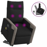 VidaXL Fotoliu rabatabil de masaj, cu ridicare, negru, material textil