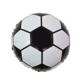 Balon din folie metalizata, flippy, figurina cerc, model minge de fotbal, tematica sport, 45 cm, ambalaj individual, pai inclus, umflare cu aer sau he