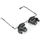 Ochelari cu lupa, cu cadru din metal, cu marire 20x, dimensiuni 165x150x45mm, Negru
