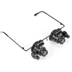Ochelari cu lupa, cu cadru din metal, cu marire 20x, dimensiuni 165x150x45mm, Negru
