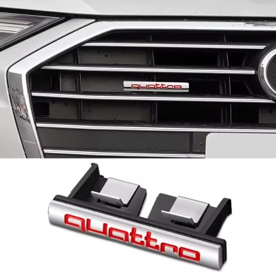 Emblema Quattro grila fata Audi, chrom cu rosu foto