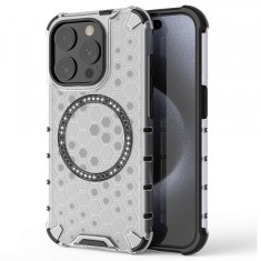 Husa MagSafe pentru Apple iPhone 15 Pro Max, Techsuit, HoneyComb Shield, Alba