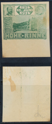 Posta locala Paltinis Hohe Rinne 1924 eseu nedantelat negumat de 50 bani verde foto