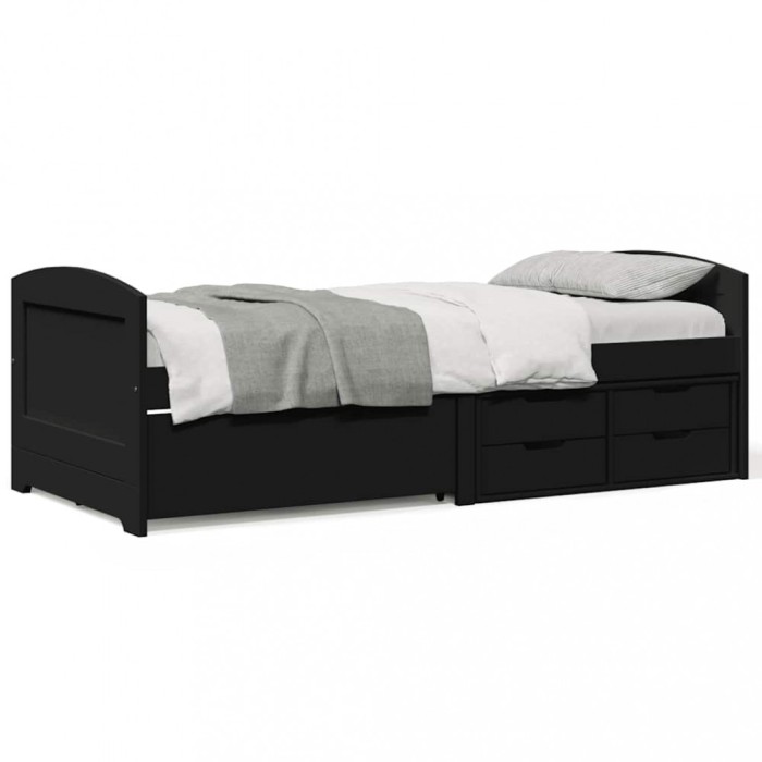 vidaXL Pat de zi cu 5 sertare fără saltea &bdquo;IRUN&rdquo; Negru 90x200 cm 3314682