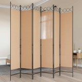 vidaXL Paravan cu 6 panouri Bej 240 x 200 cm Țesătură 42039202