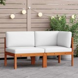 VidaXL Set fotoliu de grădină 2 piese cu perne din lemn de salc&acirc;m și fr&acirc;nghie 312426
