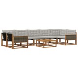 vidaXL Set de canapele de exterior 8 pcs Natural și gri deschis 3381307