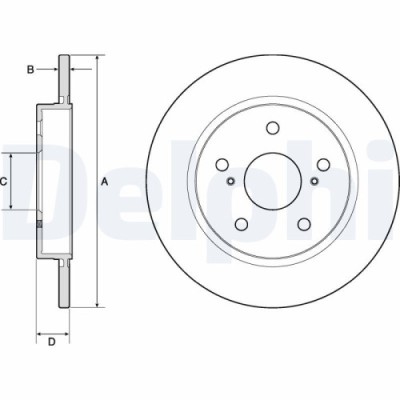 Set discuri frana spate DELPHI, Toyota Auris (E15), 10.2006-09.2012, Auris (E18), 10.2012-12.2018, Corolla Sedan (E15/E18), 2006-2019, spate; Tara pr foto