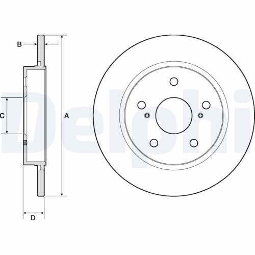 Set discuri frana spate DELPHI, Toyota Auris (E15), 10.2006-09.2012, Auris (E18), 10.2012-12.2018, Corolla Sedan (E15/E18), 2006-2019, spate; Tara pr