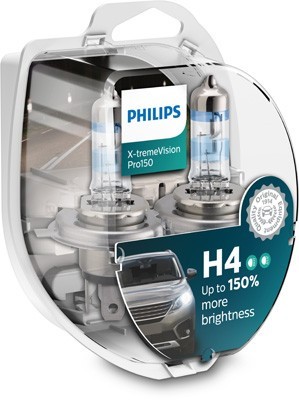 Set 2 becuri Philips H4 X-tremeVision Pro150 (+150% lumina) 12V 60/55W 12342XVPS2