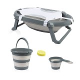 Set cadita pliabila de baie babyjem, 5 piese, antracit