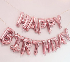 Set 13 Baloane Litere Happy Birthday - Culoare Rose Gold foto