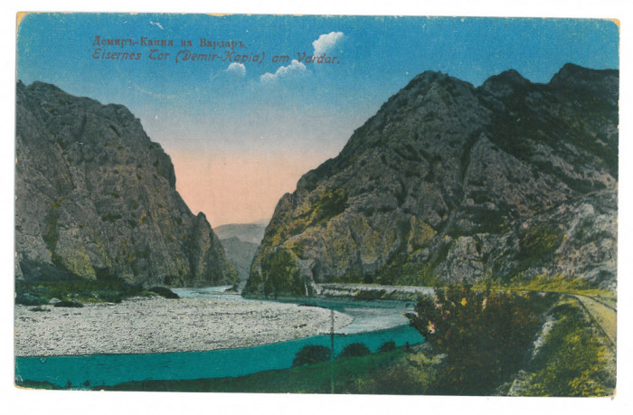 5159 - DANUBE, Kazan, Railway, Serbia, Romania - old postcard - used - 1918