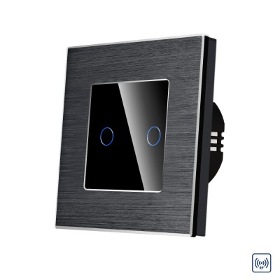 Intrerupator Dublu cu Touch din Sticla si Rama de Aluminiu LUXION, RF433 SmartElectro IntelligentHouse foto