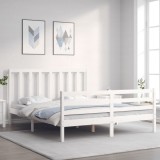 VidaXL Cadru de pat fără saltea, alb, 160x200 cm, lemn masiv pin 3193802