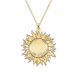 Sun - Colier personalizat soare din argint 925 placat cu aur galben 24K, Bijubox