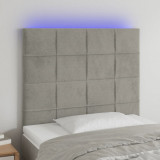 VidaXL Tăblie de pat cu LED, gri deschis, 80x5x118/128 cm, catifea