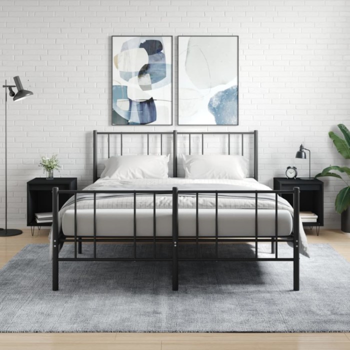 vidaXL Noptiere, 2 buc., negru, 40x35x50 cm, lemn compozit 830719