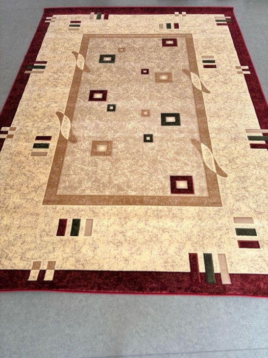Covor Model Lotos, 579-120, Marime, 160 x 230, cm, Rosu, Crem, Inaltime Fir, 8, mm, Antialergic, Polipropilena, Living, Dormitor, Sufragerie, Birou