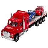 Camion Transportator Mașini, Set 3 Bucăți, Roșu, Multicolor, Dimensiuni 34x7x9cm