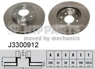 Disc frana CHEVROLET AVEO Hatchback (T250, T255) (2007 - 2016) NIPPARTS J3300912