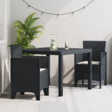 vidaXL Set de 3 piese pentru grădină cu perne din ratan antracit