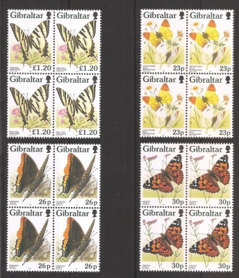 Gibraltar 1997 - Fluturi (in bloc de 4), MNH foto