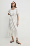 Answear Lab rochie din in culoarea alb, maxi, evazati