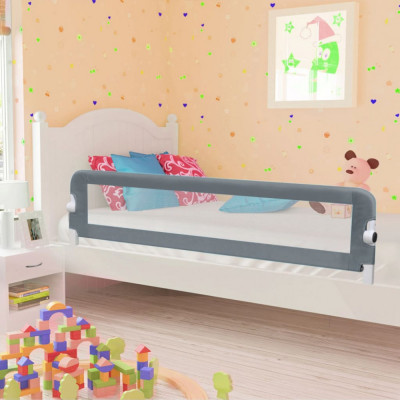 vidaXL Balustradă de protecție pat copii, gri, 180x42 cm, poliester foto