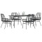 Gossi set de sufragerie de gradina 5 piese sticla neagra polirattan