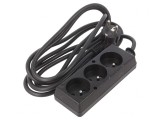 Prelungitor alimentare 3 prize PVC negru 3m 16A