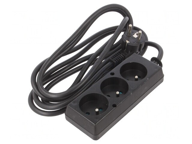 Prelungitor alimentare 3 prize PVC negru 3m 16A