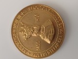 medalie omagiala bronz aurit ,Manastirea Precista 500 ani , Voievodul Alexandru ,fiul lui Stefan Cel Mare ,1490-1498.Diametru 60 mm
