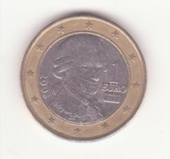 Austria 1 euro 2008 - Wolfgang Amadeus Mozart - a doua hartă. foto
