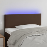 VidaXL Tăblie de pat cu LED, maro, 100x5x78/88 cm, piele ecologică