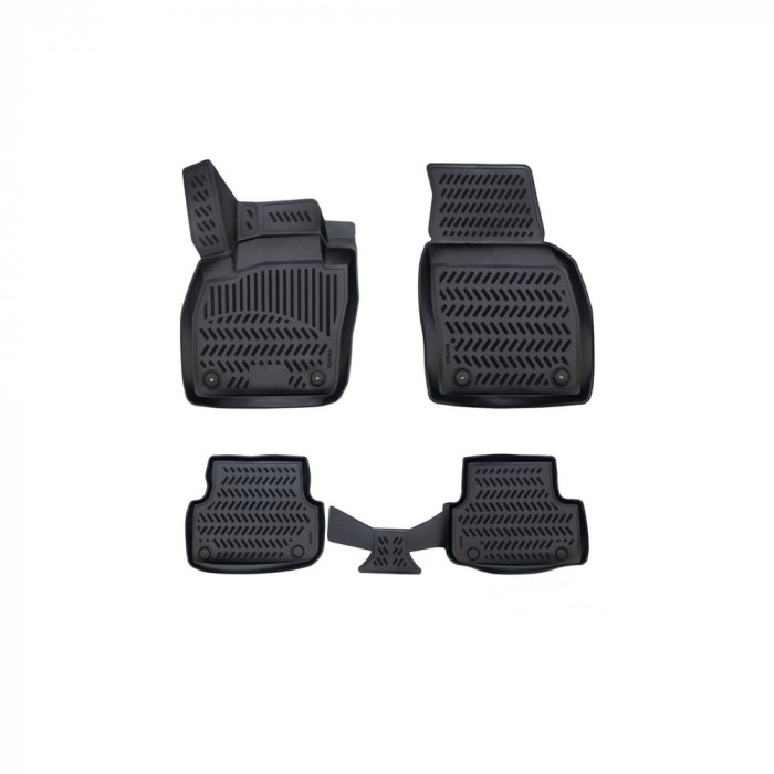 Set 4 buc. Covorase Cauciuc Tavita Compatibile VW Polo VI 2018-&gt;, Negru