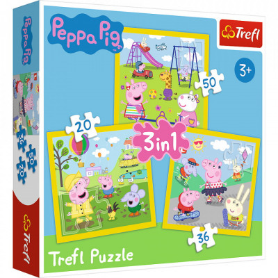 Puzzle trefl 3in1 peppa pig o zi aniversara foto